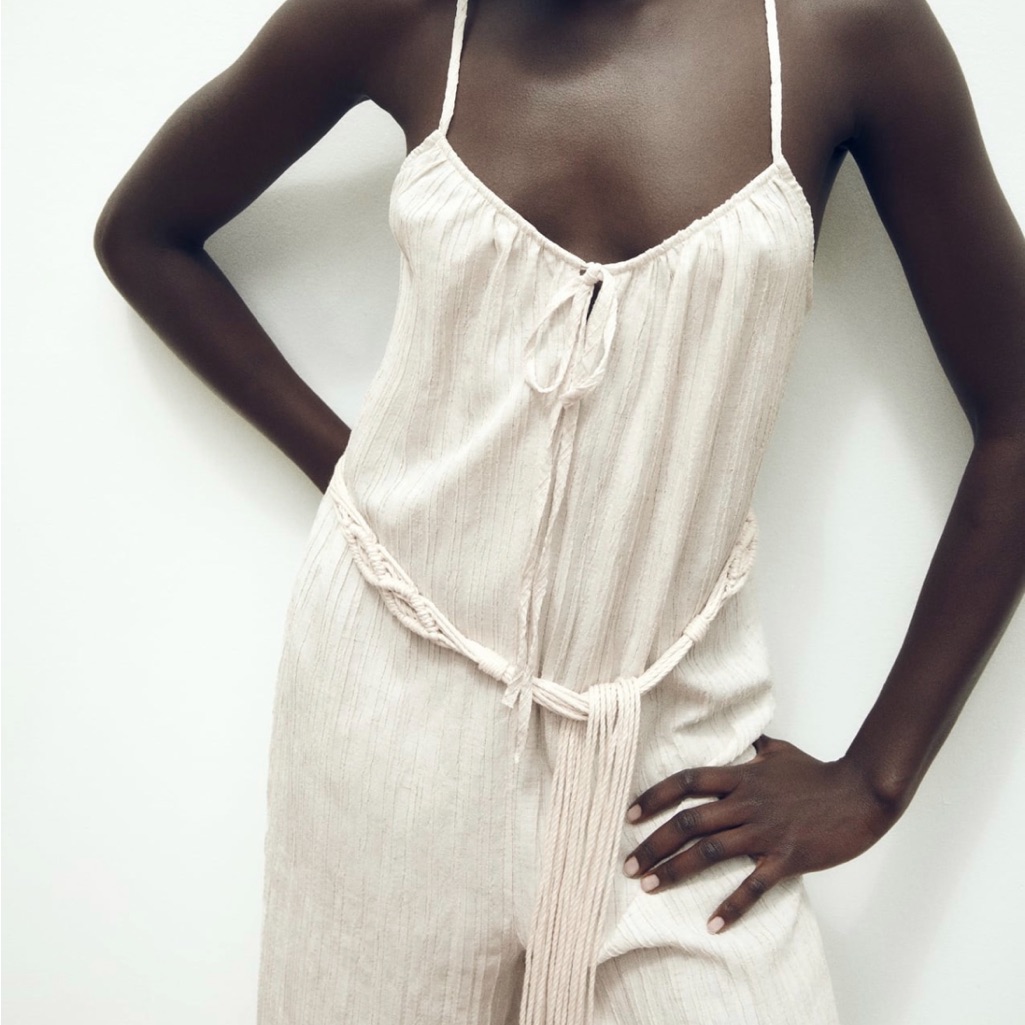 Zara Cream Wide Leg Jumpsuit